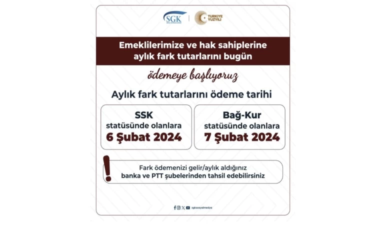 Emekli aylık farkları ödenmeye başlandı