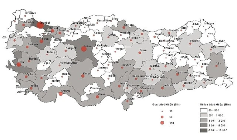 Türkiye’de 3 milyon kişi iller arasında göç etti