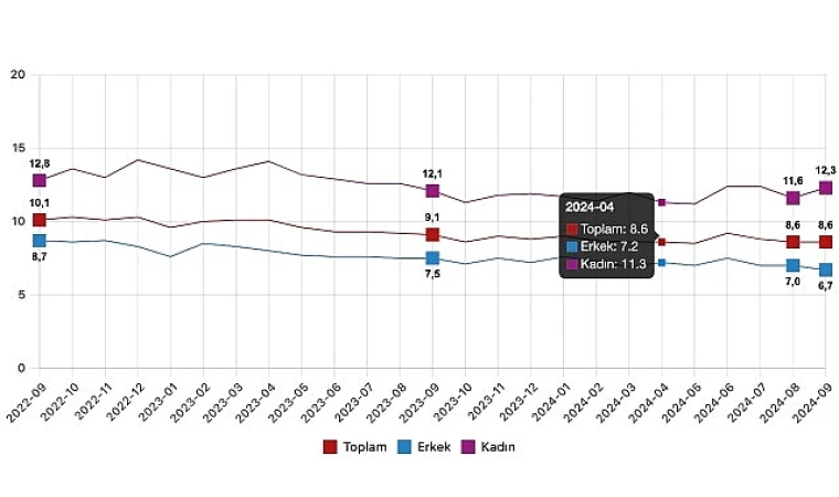 İşsizlik oranı %8,6 seviyesinde gerçekleşti